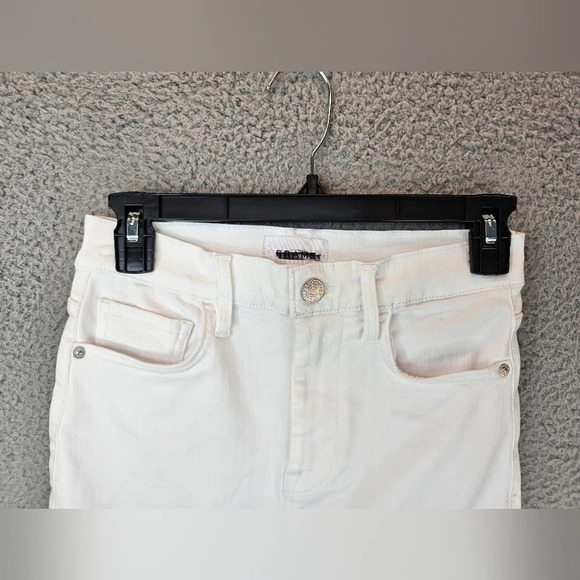 Frame Mini Skirt Womens Sz 1 White Raw Hem Casual Comfort Stretch Straight - Picture 2 of 10